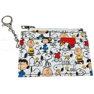 Peanuts Snoopy Coin Purse Wristlet Zipper Pull Keychain Credit Card Wallet Lucy